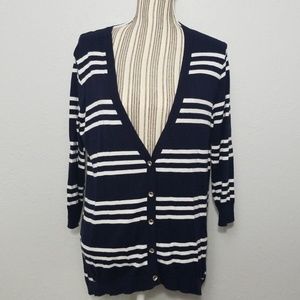 August Silk XL Blue White Striped Sweater